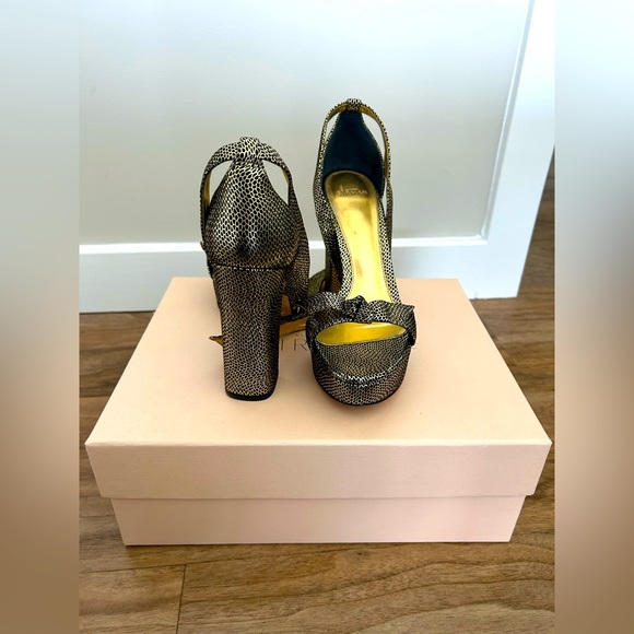 ALEXANDRE BIRMAN Mabeleh Metallic Leather Platform Sandals size 37.5 / 7.5 - Picture 3 of 6